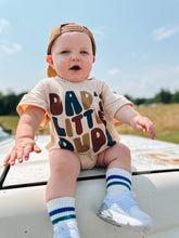 Load image into Gallery viewer, Dads Little Dude (tan) oversized t-shirt romper
