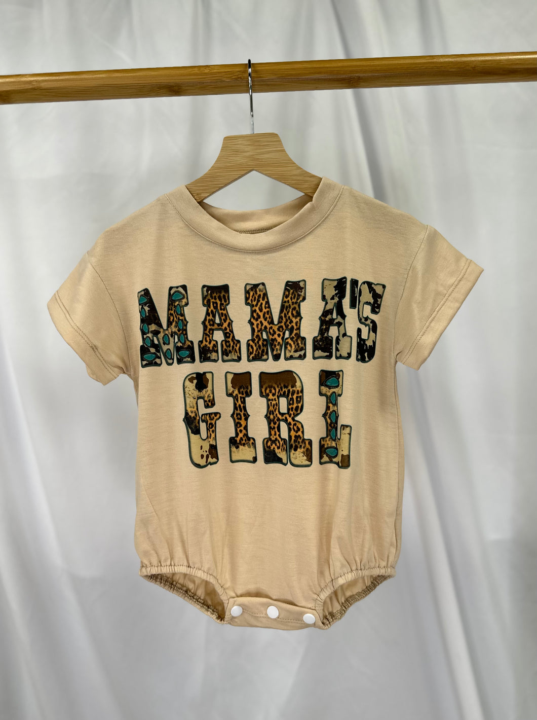 Western Mamas Girl oversized t-shirt romper (tan)