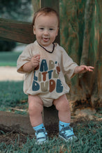 Load image into Gallery viewer, Dads Little Dude (tan) oversized t-shirt romper
