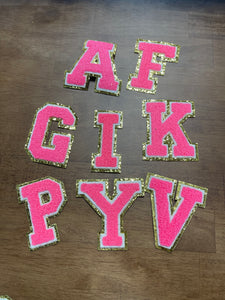 3” Hot pink varsity chenille patch letter (FINAL SALE)