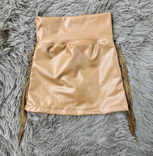 Load image into Gallery viewer, Brown Faux Leather Fringe Skort
