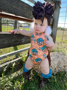 Howdy Pumpkin Fringe Romper (FINAL SALE)