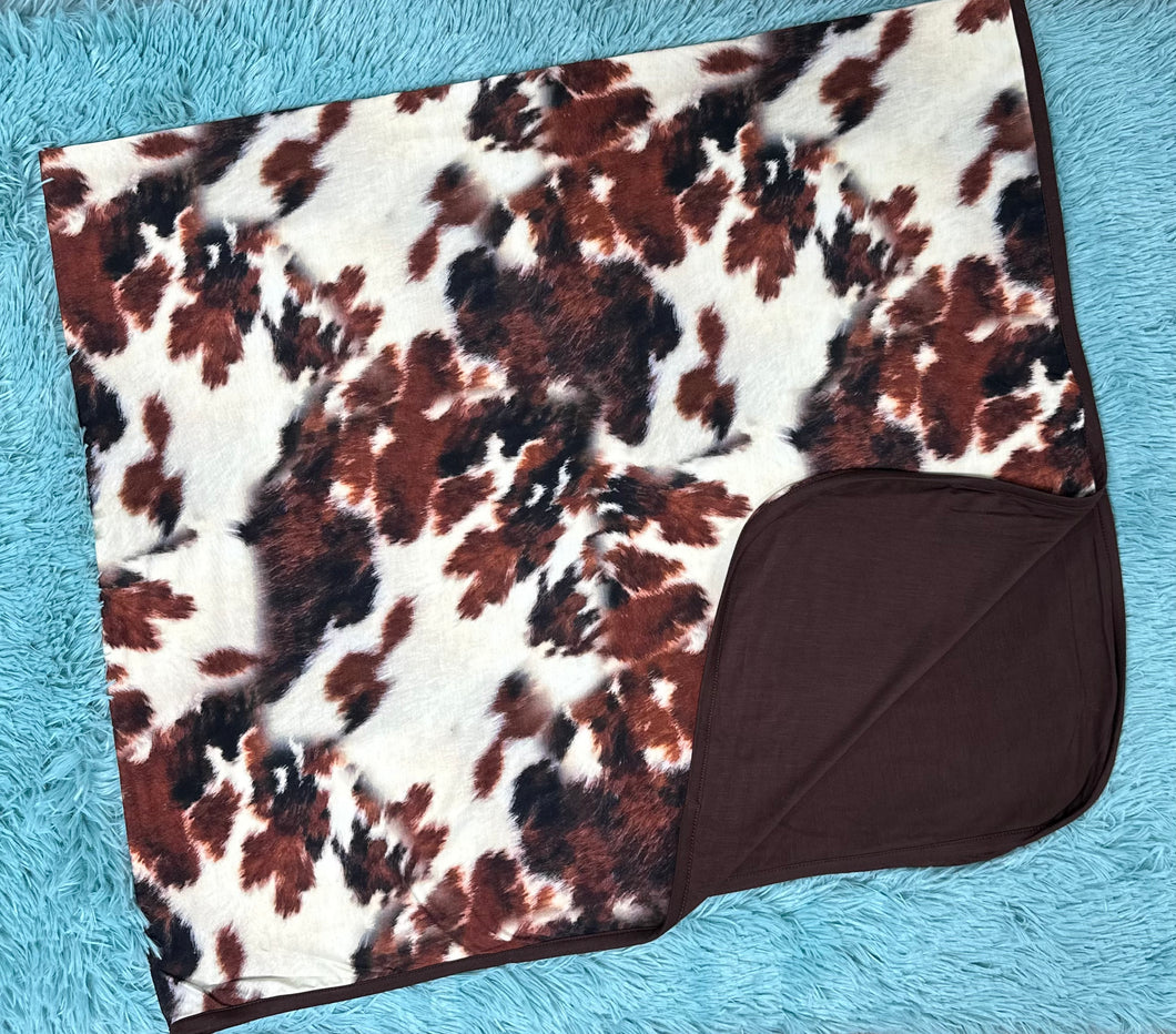 Brown Cow Print Bamboo Blanket