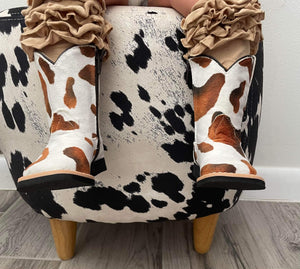 Brown & White Cow Print Tanner Mark Boots