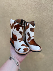 Brown & White Cow Print Tanner Mark Boots